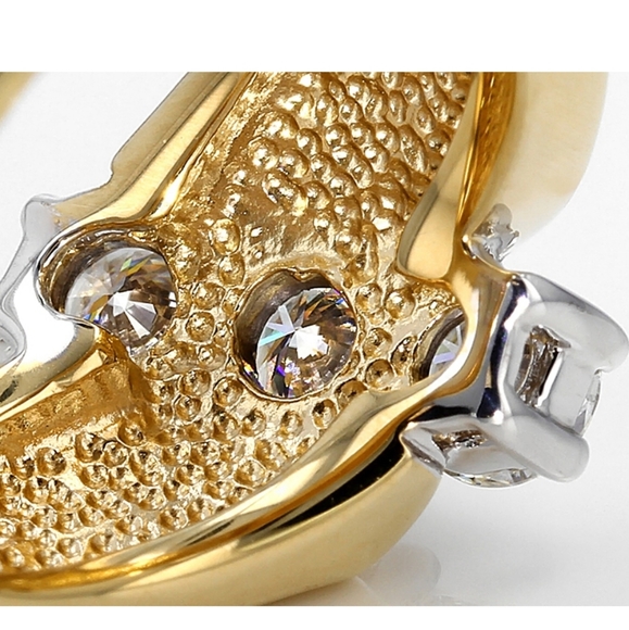 Moissanite Fire 14k Yellow Gold Over Sterling Silver 3-Stone Ring 1.00ct, Size 7 - Picture 3 of 9